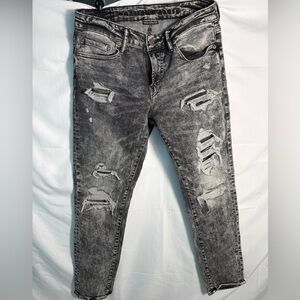 American Eagle Next Level Flex 31 X 30 Black Acid Wash Distressed Jeans
